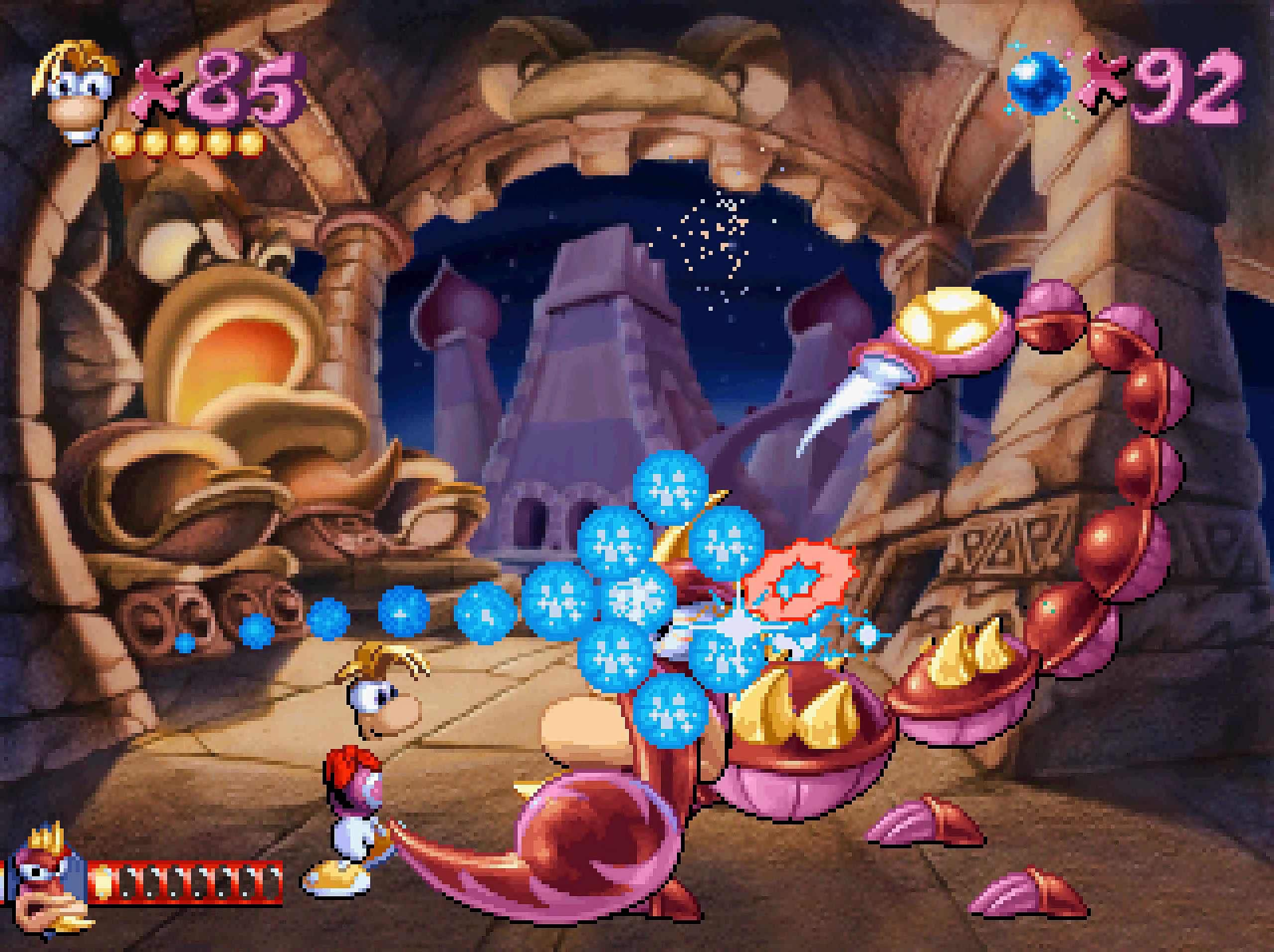 Rayman punches out Mr. Skops in Rayman (1995), Ubisoft Montpellier