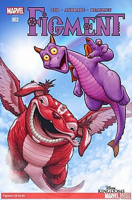 Figment comic book cover #2 featuring purple and red dragon characters flying against blue sky