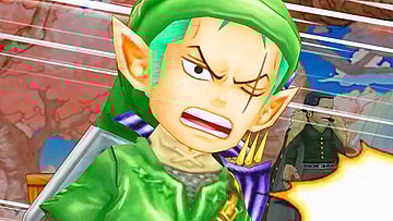 Zoro (Kazuya Nakai) dons his Hylian finest to better showcase his One-Sword Style in One Piece: Super Grand Battle! X (2014), Bandai Namco