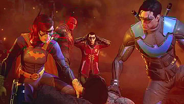 The titular team discovers the body of Bruce Wayne (Michael Antonakos) in Gotham Knights (2022), Warner Bros. Montreal