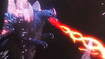 SpaceGodzilla rains fire in Godzilla vs. SpaceGodzilla (1994), Toho Co. Ltd.