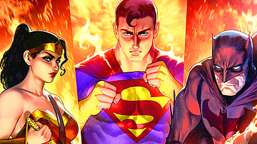 The Trinity readies themselves for a brawl on Noobovich's cover to DC K.O. Vol. 1 #1 