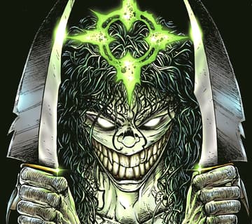 Cover of Evil Ernie Destroyer issue #2 (1997), Chaos Comics. Art by Steven Hughes. Script by Brian Pulido and Philip Nutman.