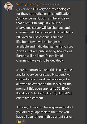Senran Kagura publisher Marvelous bans fan-service content from official Discord