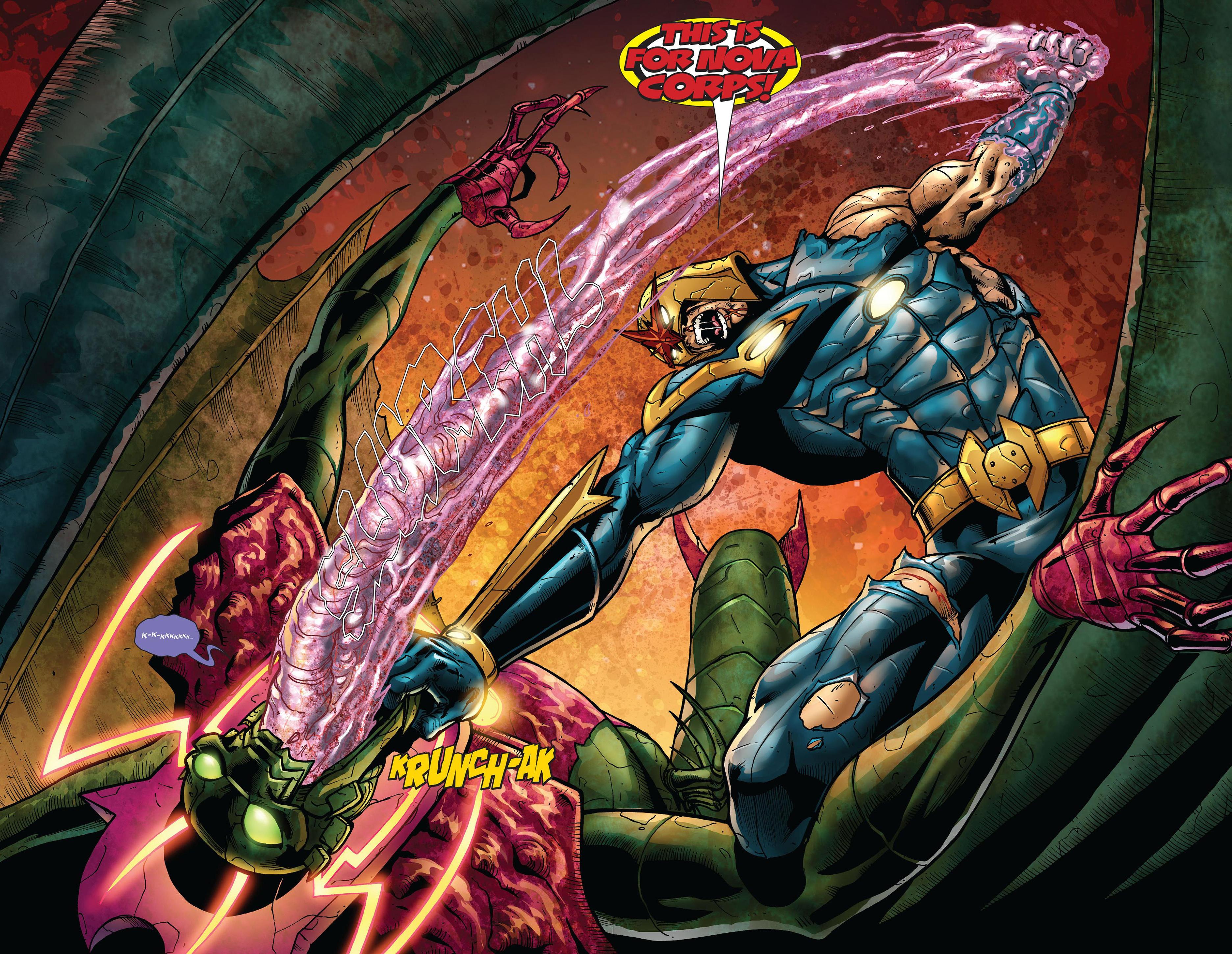 Nova puts an end to Annihilus in Annihilation Vol. 1 #6 "Finale" (2007), Marvel Comics. Words by Keith Giffen, art by Andrea DiVito, Laura Villari, and Cory Petit