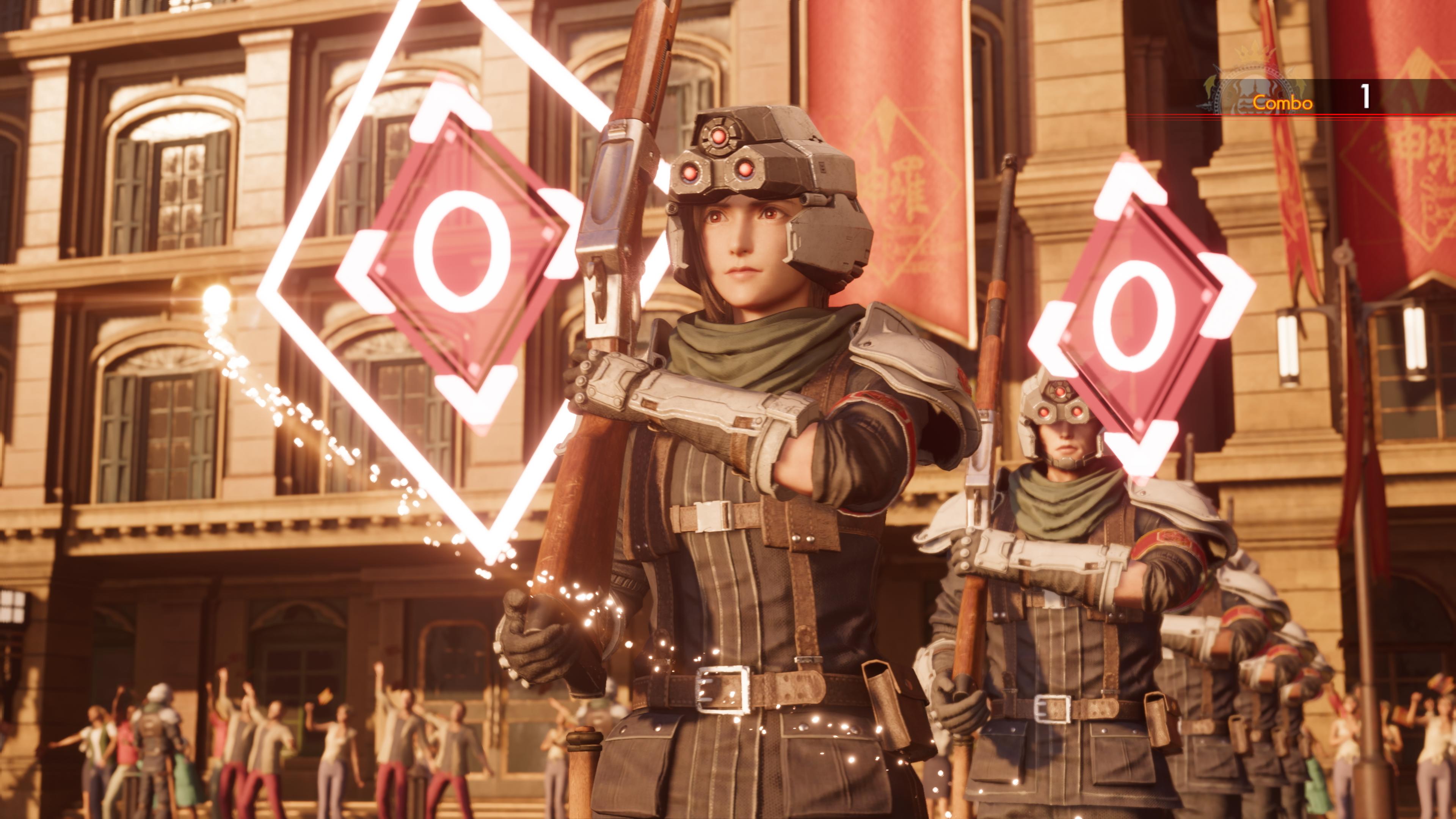 Tifa (Ayumi Ito) attempts to pass herself off as a Shinra soldier in Final Fantasy VII Rebirth (2023), Square Enix