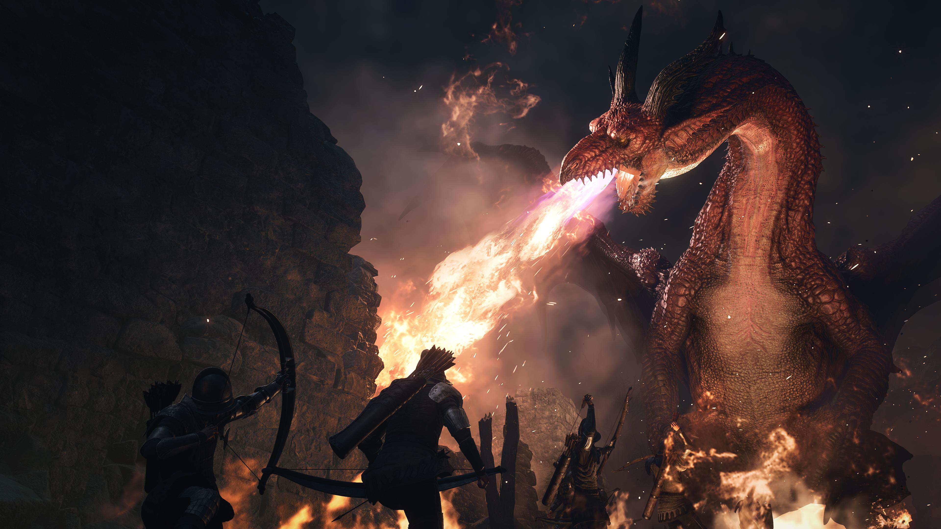 The Dragon (David Lodge) defends his keep in Dragon's Dogma 2 (2024), Capcom