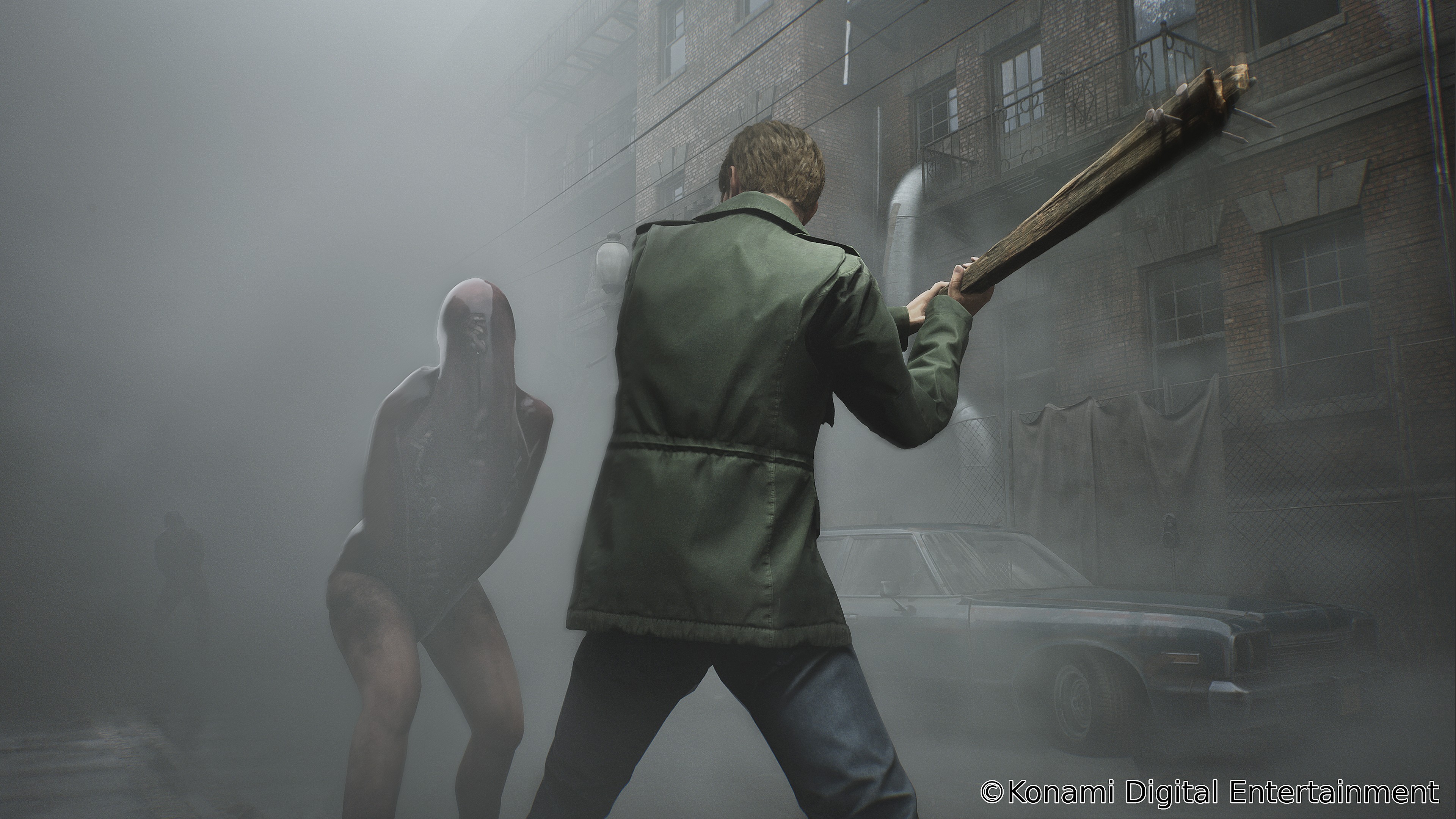 James Sunderland swings spiked bat at a Lying Figure via Silent Hill 2 (TBA), Konami