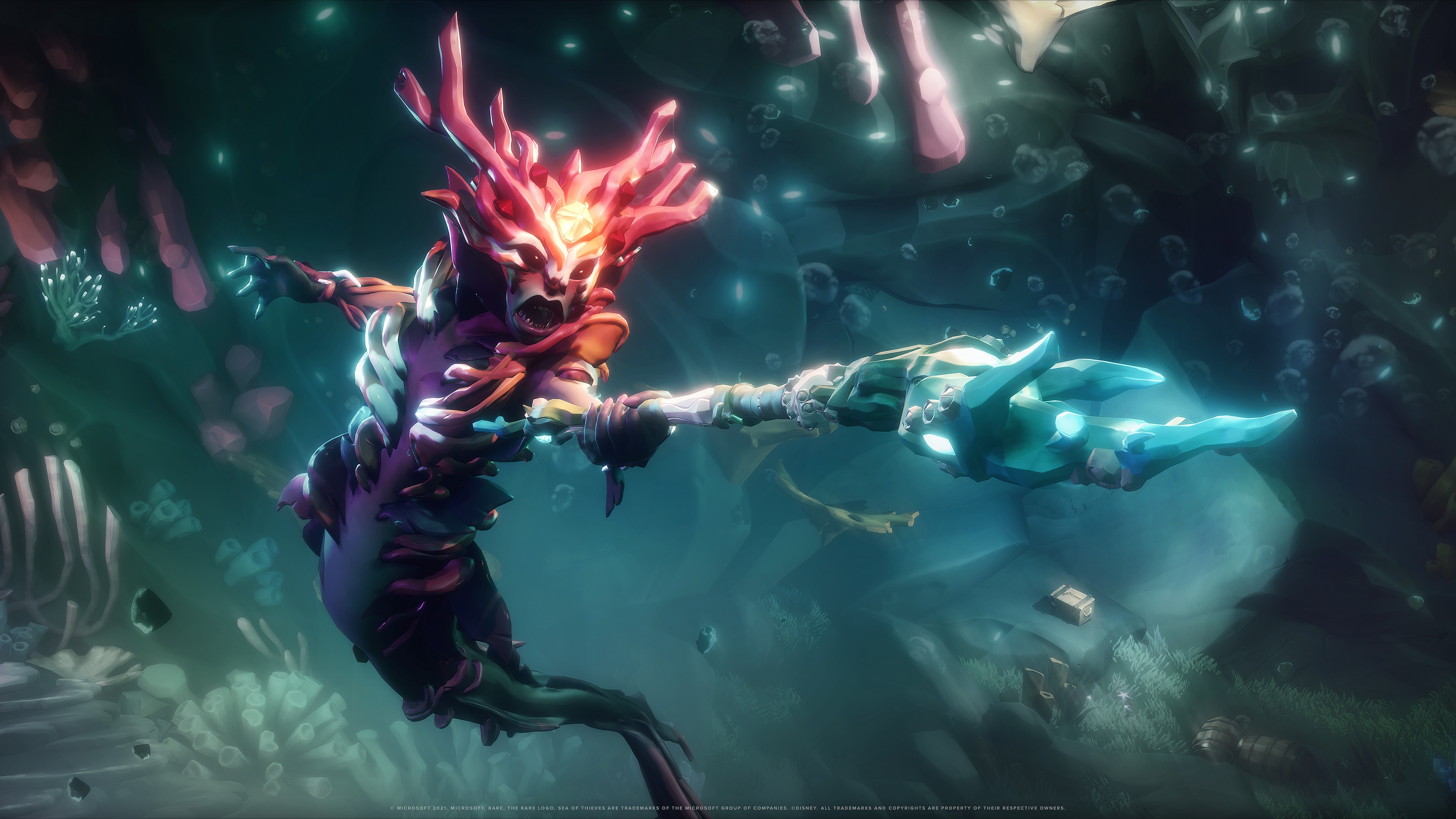 The Siren Queen (Amelia Tyler) rises from the depths in Sea of Thieves (2020), Rare Ltd