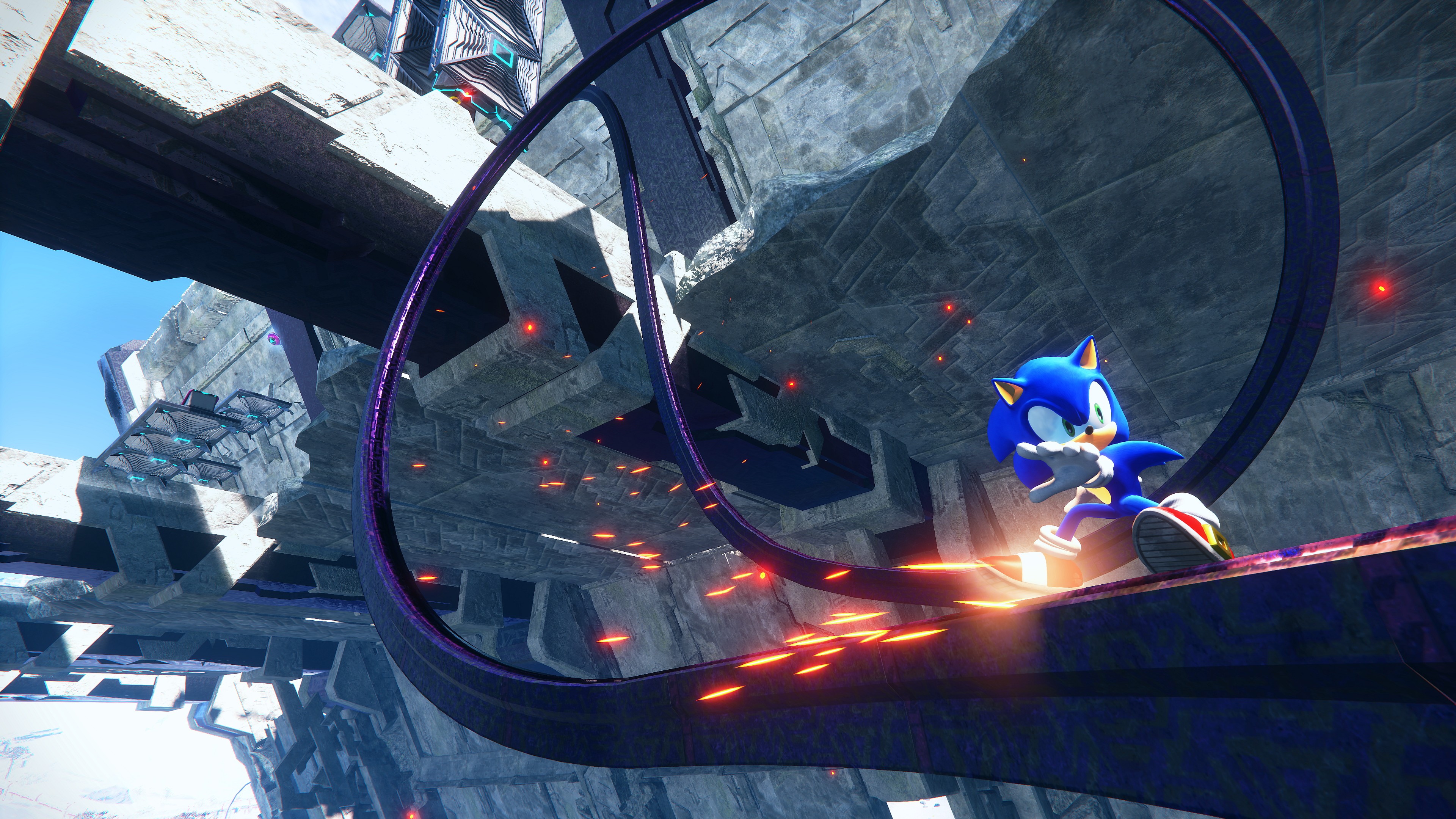 Sonic grinds on a rail via Sonic Frontiers (2022), Sega