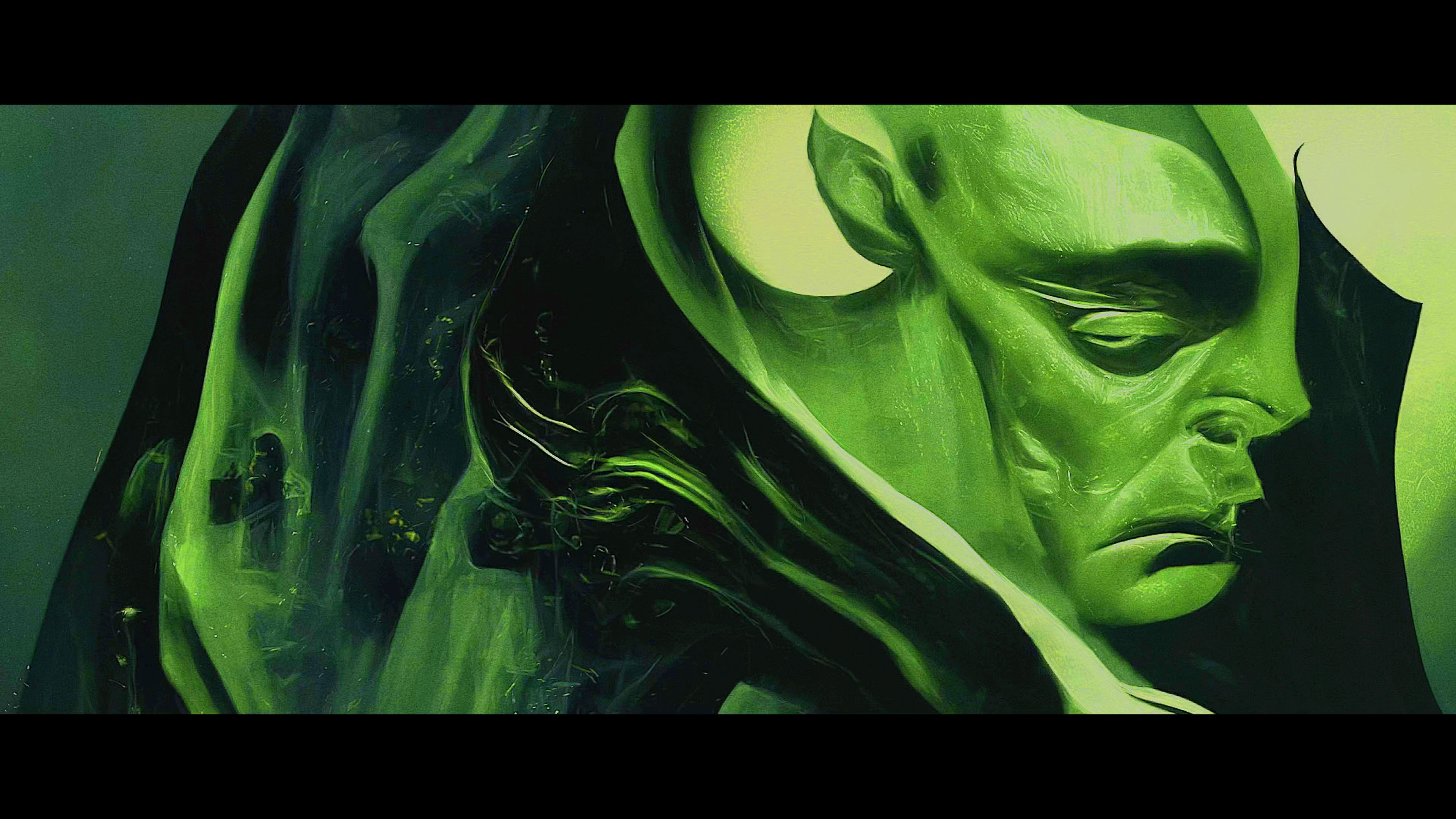 A Skrull reveals himself in the AI-generated intro to Secret Invasion (2023), Marvel Entertainment