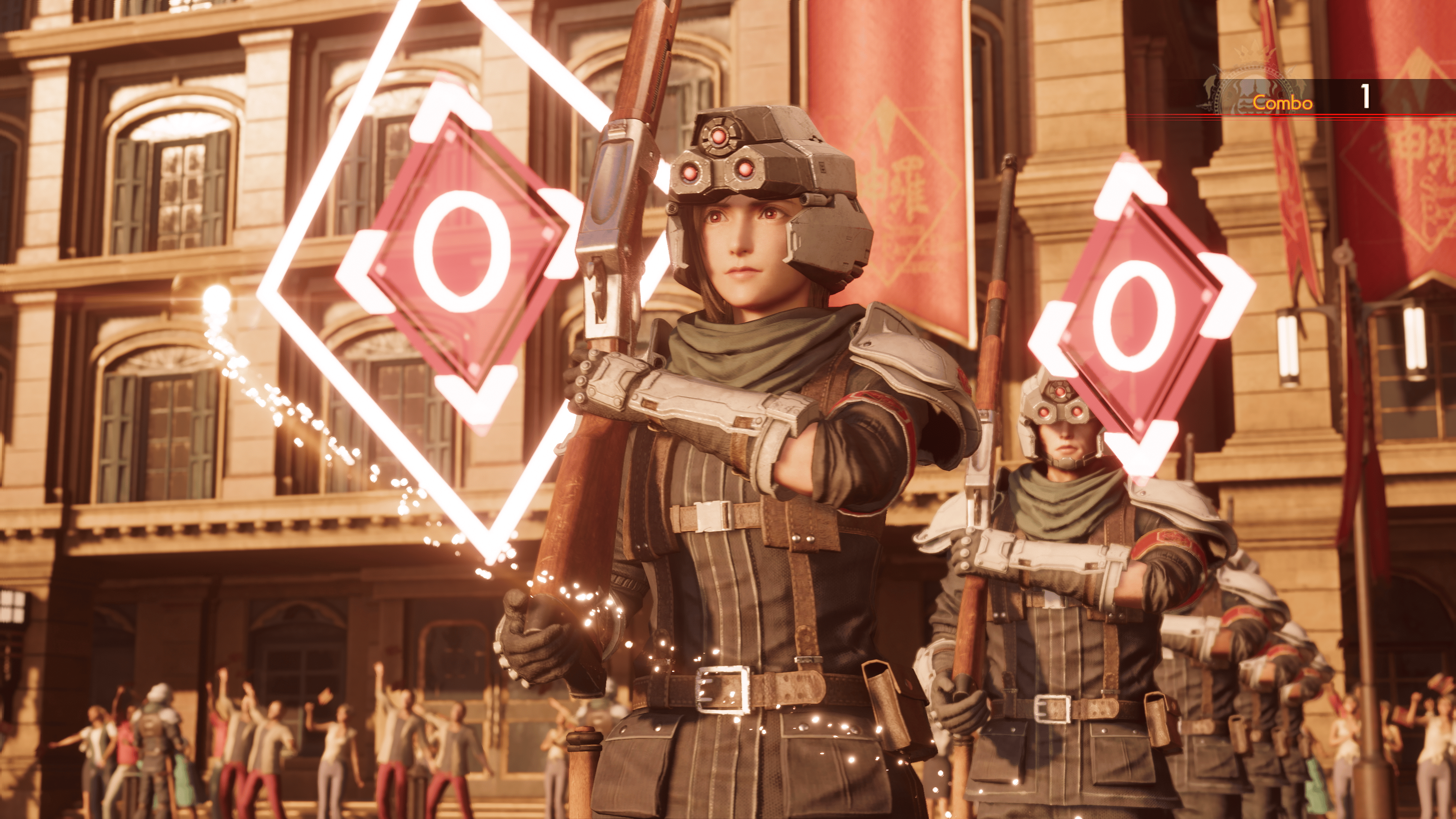 Tifa (Ayumi Ito) attempts to pass herself off as a Shinra soldier in Final Fantasy VII Rebirth (2023), Square Enix