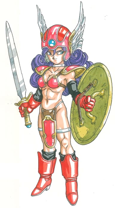 The female Warrior, as illustrated by Akira Toriyama for Dragon Quest III (1988), Enix