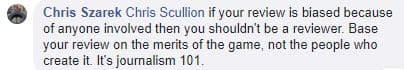 Chris Szarek reply fb
