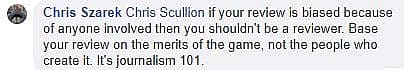Chris Szarek reply fb