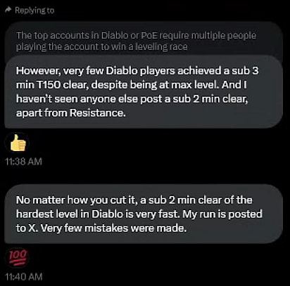 Direct messages exchanged between Elon Musk (Grey) and YouTuber NikoWrex (Blue) regarding the former's recent Path of Exile 2 controversy