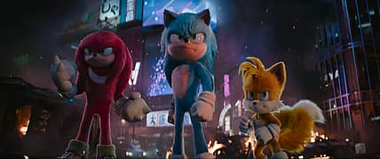Sonic, Tails, and Knuckles stand ready to fight in Sonic the Hedgehog 3 (2024), Paramount Pictures
