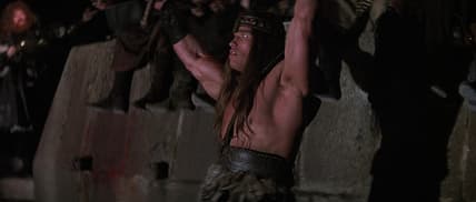 Here is your winner, Arnold Schwarzenegger, in Conan the Barbarian (1982), 20th Century Fox