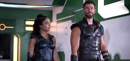 Tessa Thompson and Chris Hemsworth in Thor: Ragnarok - Disney and Marvel Studios