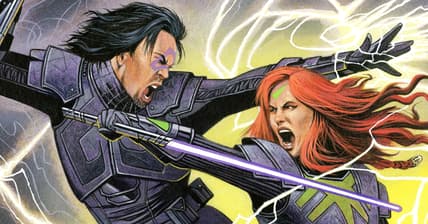 Sahe Koda and Tau come to blows on David Michael Beck's cover to Star Wars: Dawn of the Jedi - Force War Vol. 1 #5 (2014), Dark Horse Comics