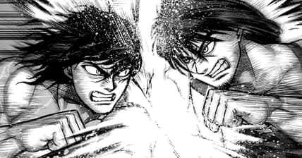 Tokita Ohma unleashes a Flashing Steel Blast against his brother Niko in Kenran Ashura Chapter 28 "Indestructible" (2019), Shogakukan