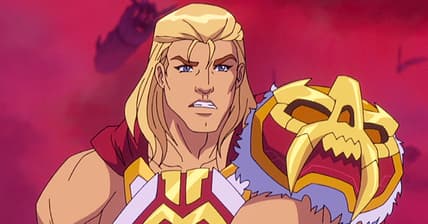 He-Man (Chris Wood) readies himself to take on the newly-revived Skeletor (Mark Hamill) in Masters of the Universe: Revolution. Cr. COURTESY OF NETFLIX © 2024