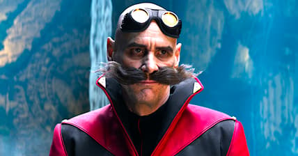 Dr. Robotnik's (Jim Carrey) plans are about to be foiled by Sonic (Ben Schwartz) in Sonic the Hedgehog 2 (2022), Paramount Pictures