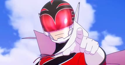 Red Keeper (Yuichi Nakamura) taunts Footsoldier D (Yusuke Kobayashi) in Ranger Reject (2024), Yostar Pictures