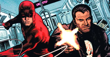 Daredevil and The Punisher hit New York rush hour on Greg Smallwood's cover to Punisher Vol. 12 #3 "World War Frank: Part Three" (2018), Marvel Comics