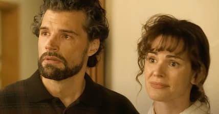 Daisy Betts as Helen Smallbone and Joel Smallbone as David Smallbone in Unsung Hero (2024), Lionsgate