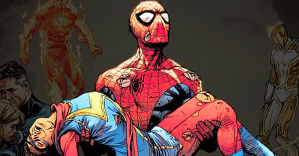 Spider-Man recovers the body of Kamala Khan on Gary Frank's variant cover to Amazing Spider-Man Vol. 6 #26 (2023), Marvel Comics