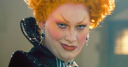 The Maestro (Jinkx Monsoon) gives a wink to the camera in Doctor Who Series 14 Episode 2 "The Devil's Chord" (2024), BBC