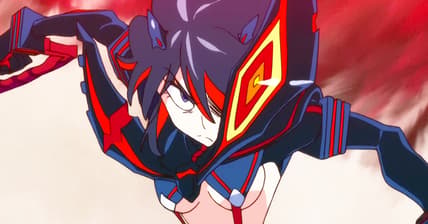 Ryuko (Ami Koshimizu) prepares to put an end to Nui (Yukari Tamura) in Kill la Kill Episode 12 "Spit Your Sadness Away" (2013), Studio Trigger