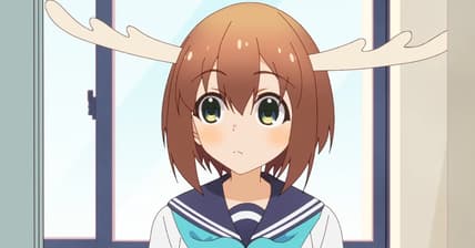 Noko Shikanoko (Megumi Han) arrives for her first day of school in My Deer Friend Nokotan Episode 1 "Girl Meets Deer" (2024), Wit Studio