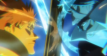 Ichigo Kurosaki (Masakazu Morita) clashes with Yhwach (Takayuki Sugo) in Bleach: Thousand-Year Blood War Part 3 - The Conflict (2024), Pierrot
