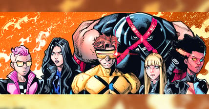 Quentin Quire, Psylocke, Cyclops, Juggernaut, Magik, and Tempest assemble in X-Men Vol. 7 #1 "Fire-Baptized Species" (2024), Marvel Comics. Words by Jed MacKay, art by Ryan Stegman, JP Mayer, Marte Gracia, and Clayton Cowles.