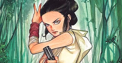 Rey readies herself for a fight on Peach Momoko's variant cover to Star Wars Adventures Vol. 1