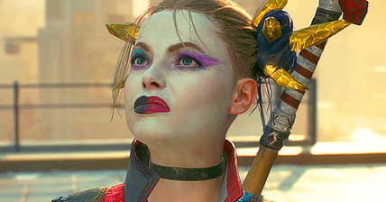 Harley Quinn (Tara Strong) whiny after King Shark (Samoa Joe) denies her Braniac in Suicide Squad