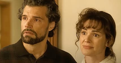 Daisy Betts as Helen Smallbone and Joel Smallbone as David Smallbone in Unsung Hero (2024)
