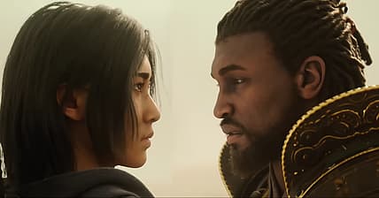 Yasuke (Tongayi Chirisa) and Naoe (Masumi Tsunoda) come to agreement in Assassin's Creed Shadows
