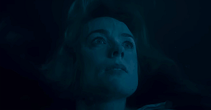 Eve Waller (Kerry Condon) realizes she is far from the surface in Night Swim (2023), Blumhouse