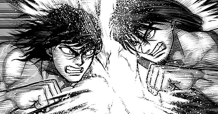 Tokita Ohma unleashes a Flashing Steel Blast against his brother Niko in Kenran Ashura Chapter 28 "Indestructible" (2019), Shogakukan