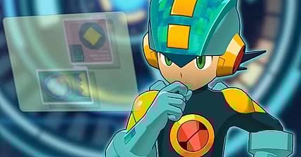 Mega Man.EXE (Akiko Kimura) ponders the player's next move in Mega Man Battle Network Legacy Collection (2022), Capcom