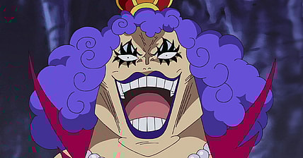 Emporio Ivankov (Norio Imamura) proudly unveils New Kama Land in One Piece Episode 441"Luffy Revives! Iva-san's Jailbreak Plan Begins!!" (2010), Toei Animation
