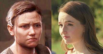 Abby (Laura Bailey) steels herself for a confrontation with Ellie (Ashley Johnson) in The Last of Us Part II (2020), Naughty Dog / Zoe (Kaitlyn Dever) says good-bye to Evan (Ben Platt) in Dear Evan Hansen (2021), Universal Pictures