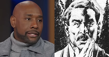 Morris Chestnut talks with Leslie Jones about his film 'The Best Man: Final Chapters' on The Daily Show (2023), Comedy Central / Doctor Watson ponders Sir Chestnut's recent actions in Marvel Previews Vol. 1 #6 "The Hound of Baskervilles Part II: First Report of Dr. Watson" (1976), Marvel Comics. Words by Arthur Conan Doyle and Dough Mench, art by Val Mayerik, P. Craig Russell, Tony DeZuniga, and Joe Rosen.