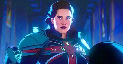 Captain Carter (Hayley Atwell) dons an Infinity Gem-infused armor in What If...? Season 2 Episode 9 "What If... Strange Supreme Intervened?" (2023), Marvel Entertainment