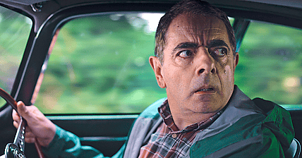 A desperate Trevor Bingley (Rowan Atkinson) rushes to the veterinary in Man vs. Bee Season 1 Episode 8 "Chapter 8" (2022), Netflix