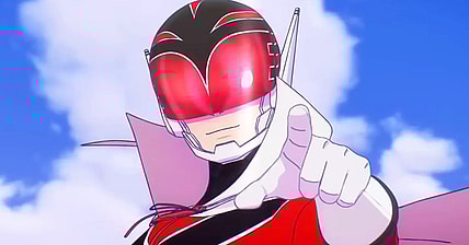 Red Keeper (Yuichi Nakamura) taunts Footsoldier D (Yusuke Kobayashi) in Ranger Reject (2024), Yostar Pictures