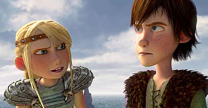 Astrid (America Ferrera) and Hiccup (Jay Barcuhel) formulate a plan to rescue Toothless in How to Train Your Dragon (2010), Dreamworks